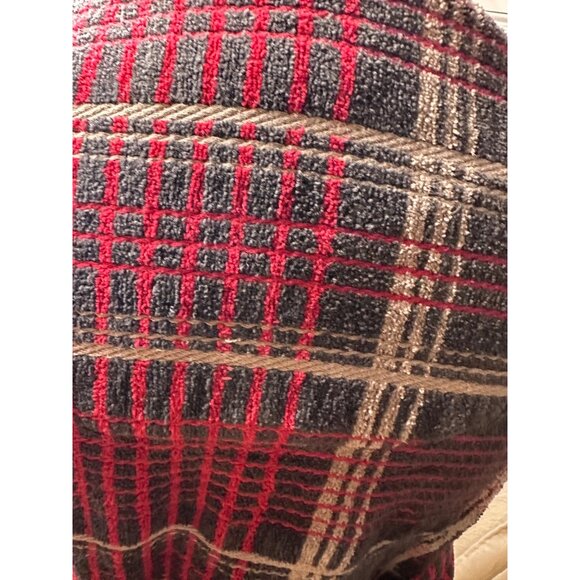 Men’s Majestic International Red & Gray Plaid Cotton Bathrobe O/S  Pockets Thick - Picture 8 of 10